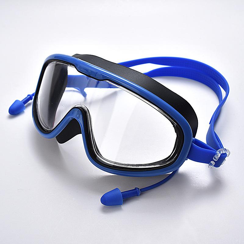 adult goggles plain goggles swimming goggles swimming equipment hd waterproof anti-fog one-piece earplugs swimming goggles
