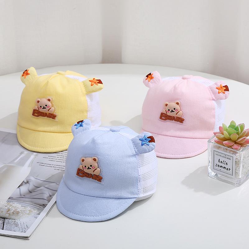 baby hat 0-3-june summer cotton boneless peaked cap baby hat summer thin mesh sun hat