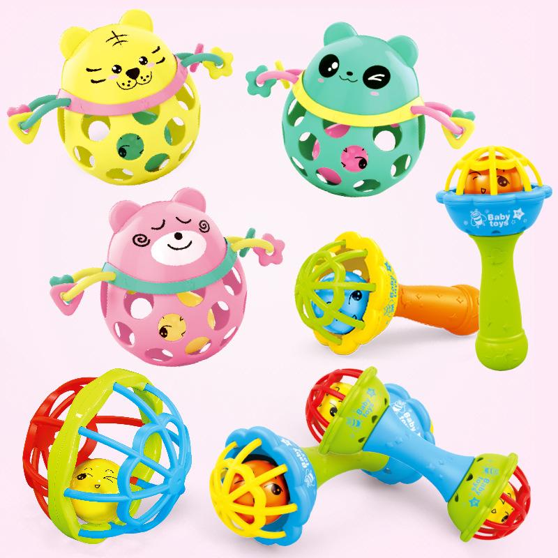 baby grasping ball rattle fitness soft rubber handbell baby teether infant 0-1 years old educational toys wholesale