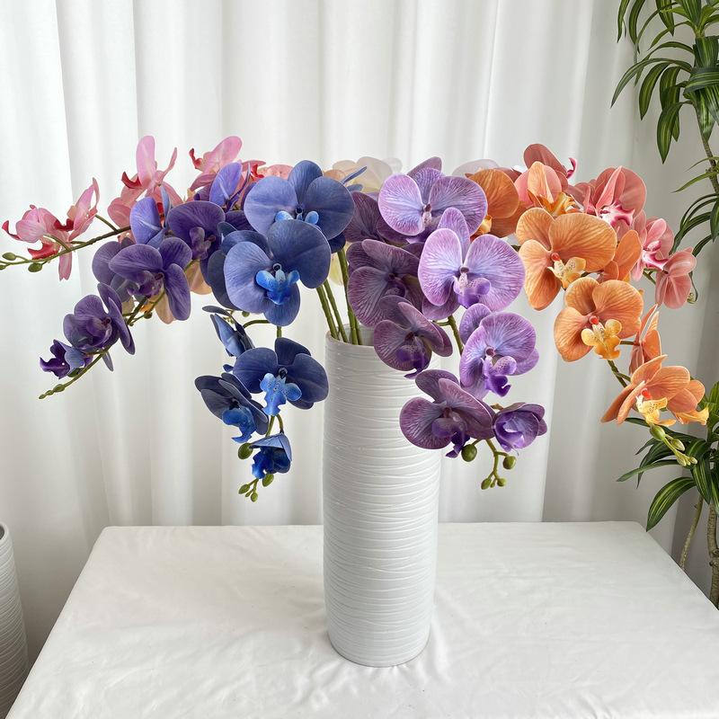 9-head 3d french phalaenopsis wedding home decoration artificial/fake flower hotel display wedding flower arrangement set