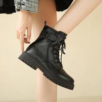 round Head Chunky Heel Dr. Martens Boots Women's Boots 2023 Autumn and Winter New Fashion British Style Belt Buckle Women's Ankle Boots Generation Hair