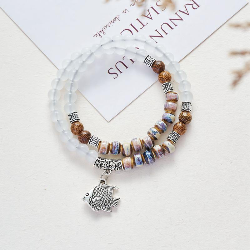 keke ceramic accessories jewellery double ring bracelet student female bracelet new bracelet low price live stall supply