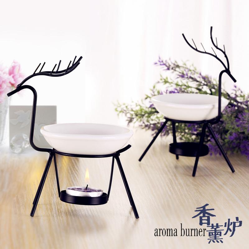 Wholesale Happy Deer Iron Incense Burner Spa Essential Oil Stove Indoor Aromatic Color Box Cross-Border