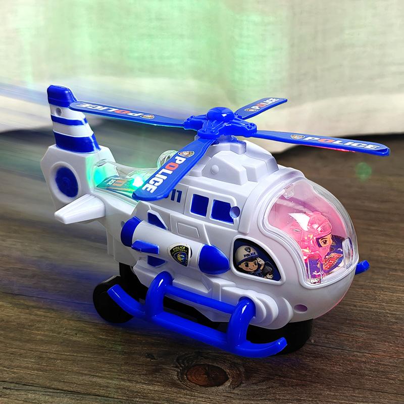children's electric universal music airplane toy boy cartoon toy dazzling helicopter baby and infant gift