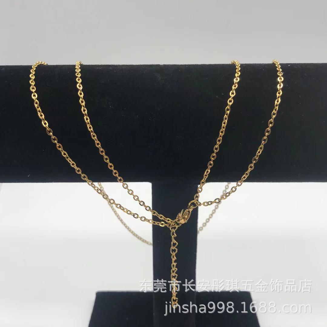 factory wholesale stainless steel jewelry chain titanium steel 0.6 cross double layer necklace vacuum vapor plating gold finished product in stock details Picture
