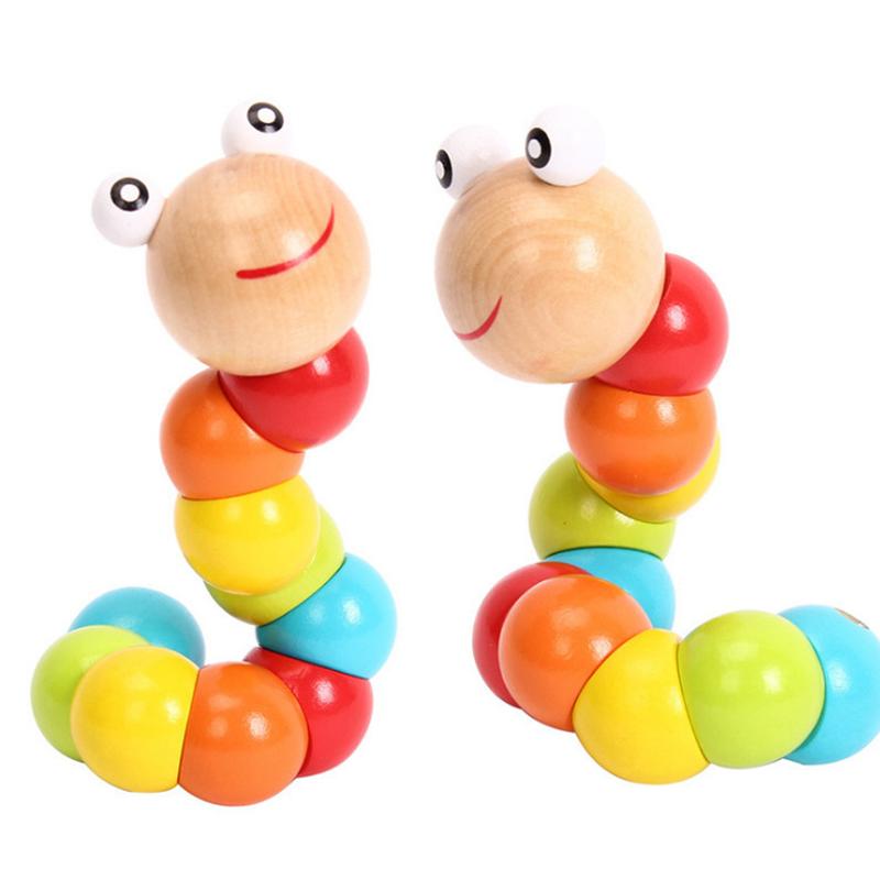 children's educational toy simulation wooden toy worm animal doll caterpillar