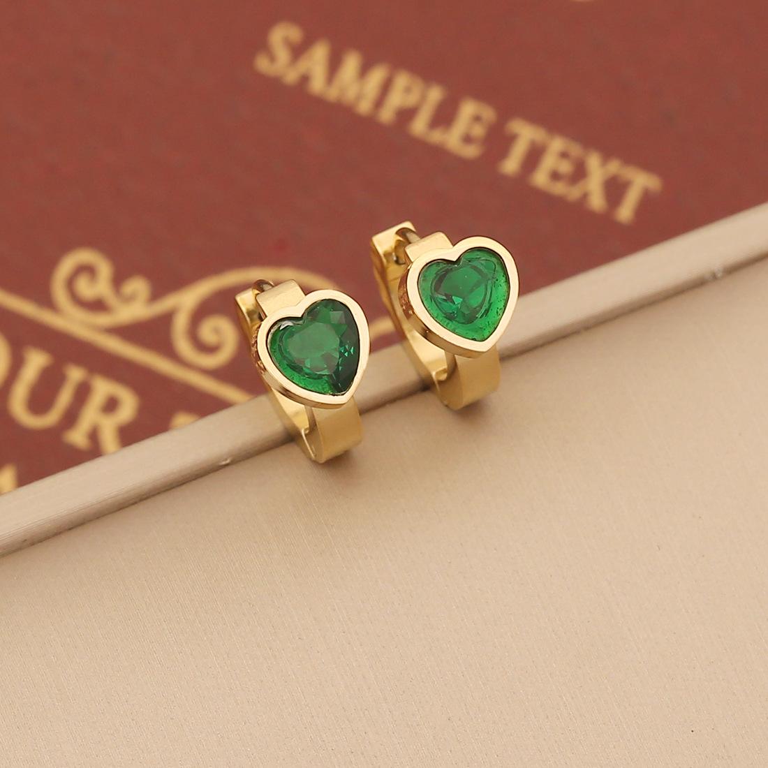 Cross-Border New Arrival Ornament Emerald Love Stainless Steel Jewelry Set Crystal Necklace Clavicle Chain N1198 Item Picture