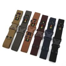 outdoor canvas woven belt 5cm plastic safety buckle tactical belt spot wholesale