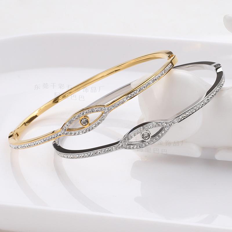 Summer European and American Devil's Eye Titanium Steel Bracelet Women's Diamond Opening Bracelet Simple Stainless Steel Jewelry Wholesale Bracelet details Picture