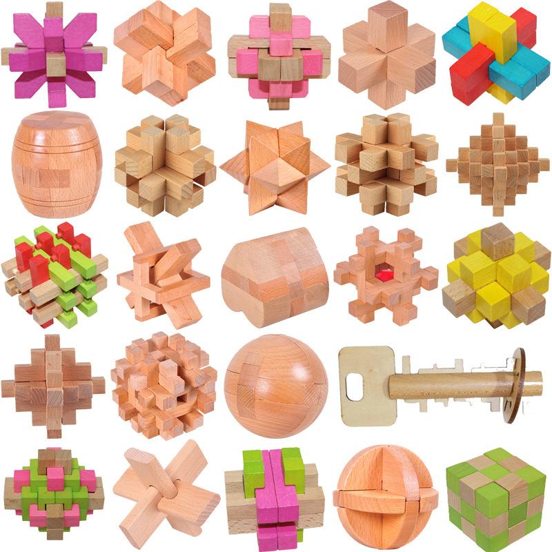 beech interlocked boutique children's wooden toy adult puzzle leisure dismantling lock toy wooden burr puzzle