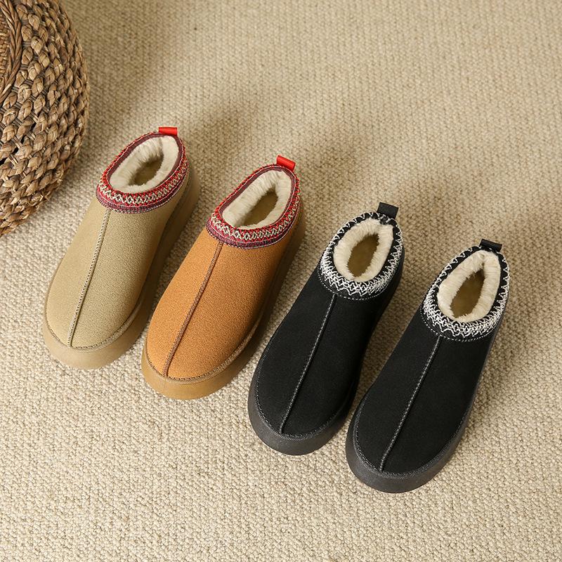 foreign trade snow boots for women 2024 winter new fleece-lined warm slugged bottom baotou fur integrated ugg fluffy cotton shoes