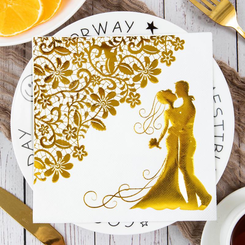 gilding romantic wedding tissue holiday celebration decoration napkin creative style confession disposable square tissue
