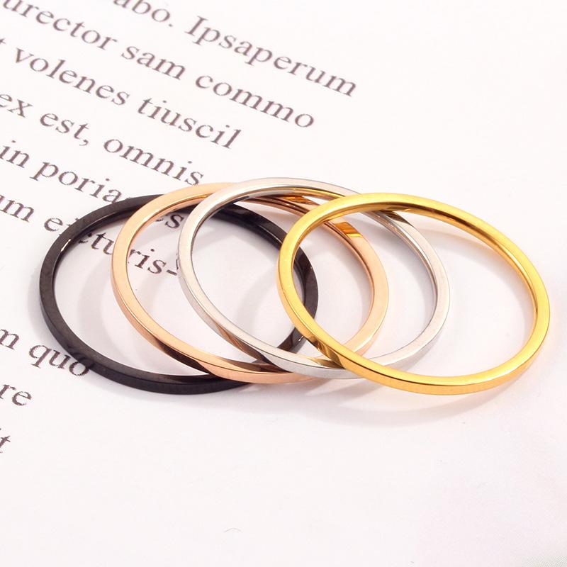 european and american cross-border hot couple ultra-fine glossy titanium steel women's ring simple food tail ring ring stainless steel jewelry Specification drawing