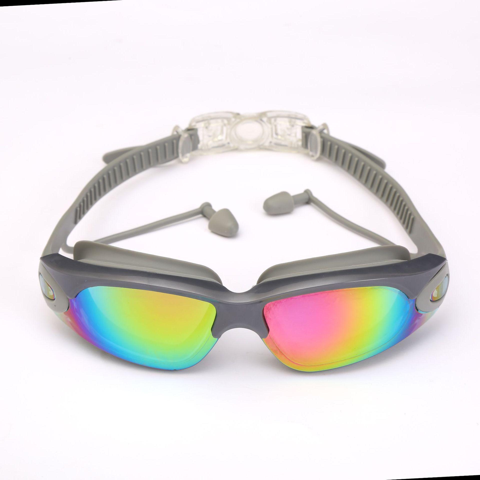 adult anti-fog electroplated goggles uv protection with earplugs swimming goggles