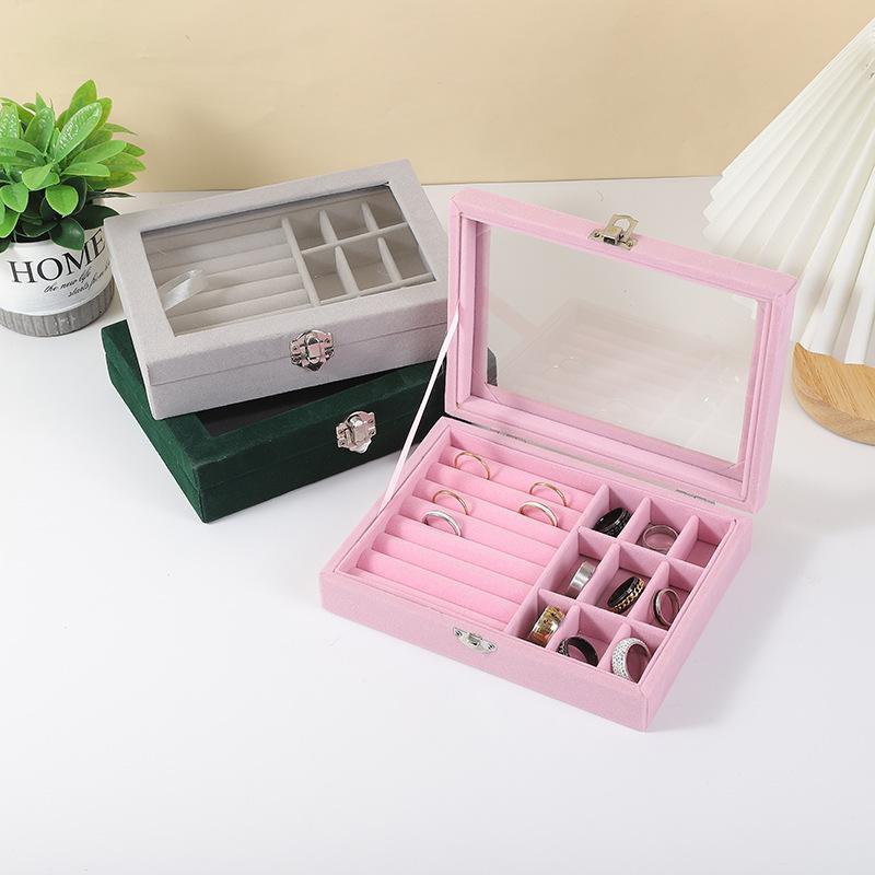 Factory Direct Supply Flannel Jewelry Box Jewellery Box Necklace Ear Stud Earring Ring Storage Box