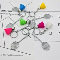 cross-border hot badminton keychain pendant simulation mini badminton key chain wholesale sporting goods gifts