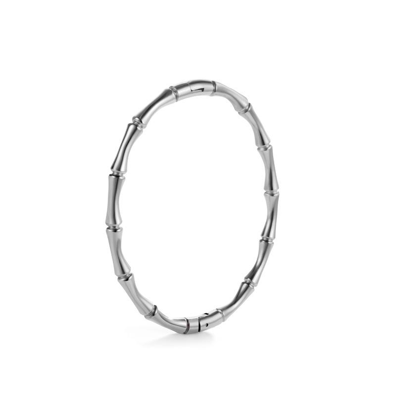 titanium steel bracelet female summer girl niche high sense ins style non-fading bamboo bracelet opening stainless steel jewelry Item Picture