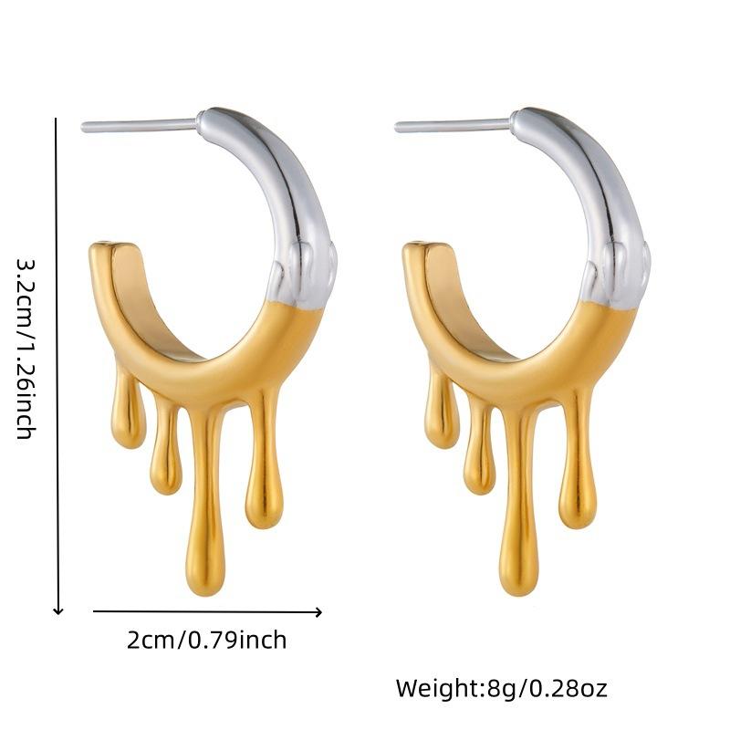european and american fashion minority design contrast color lava irregular gold plated stainless steel jewelry earrings Application Scenario