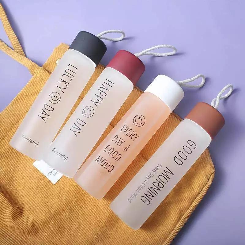 Creative Frost Glass Cup Sports Portable Tumbler Mood Smiley Cup Gift Cup Advertising Cup Printed Logo