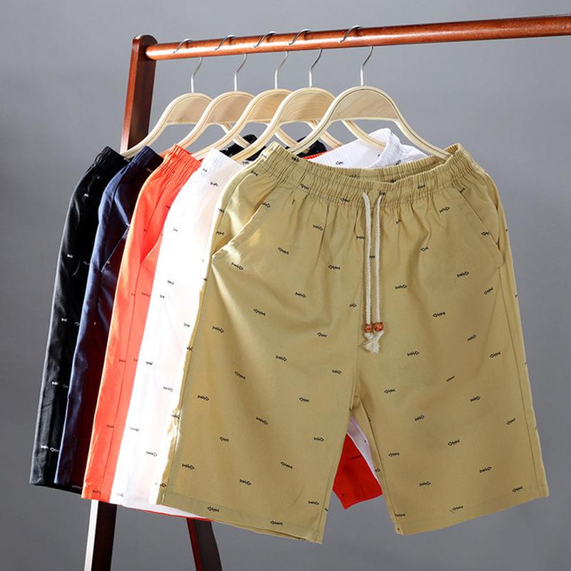 one piece dropshipping summer pure cotton shorts men's fifth pants casual loose capri pants plus size shorts beach pants