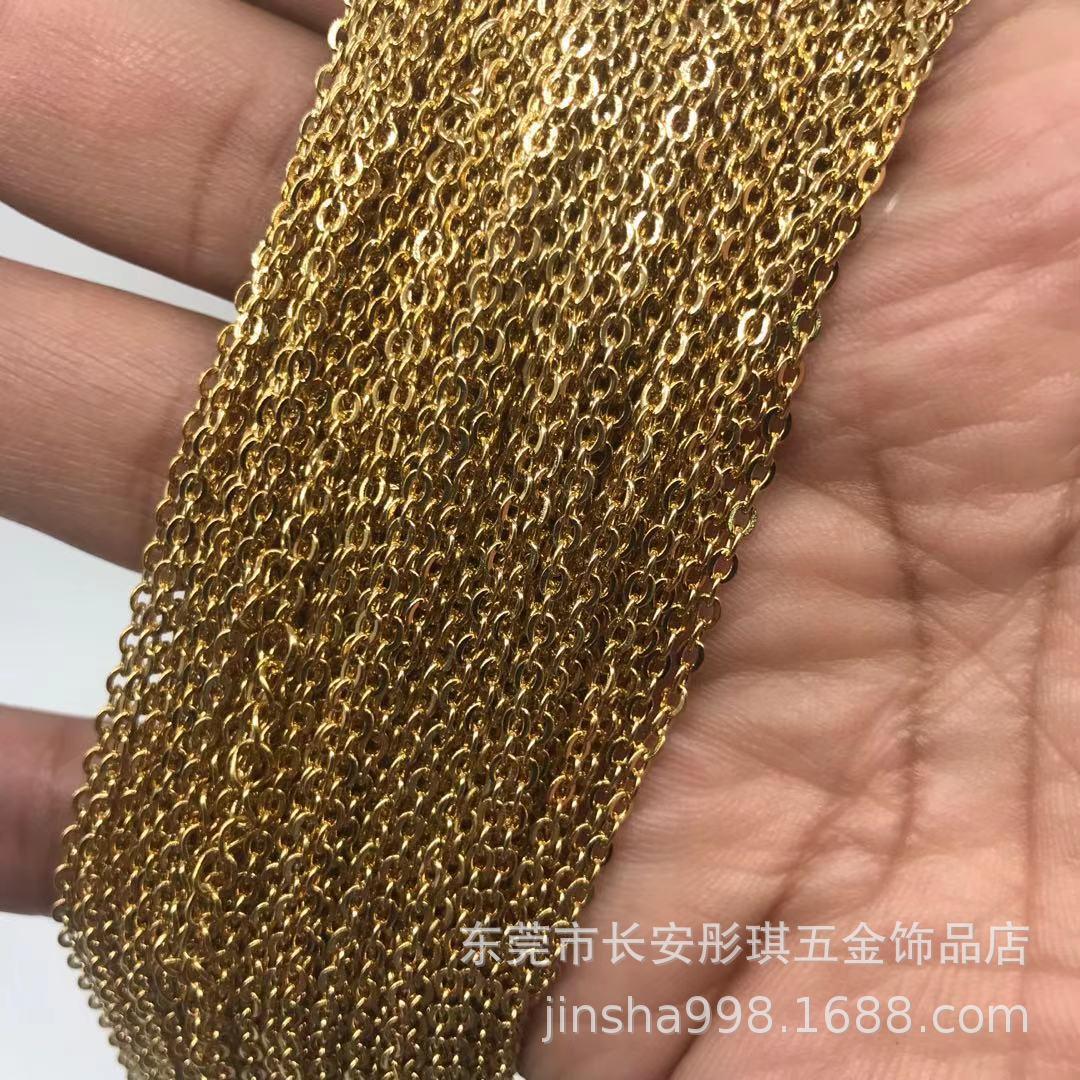 factory wholesale stainless steel jewelry chain titanium steel 0.6 cross double layer necklace vacuum vapor plating gold finished product in stock Specification drawing