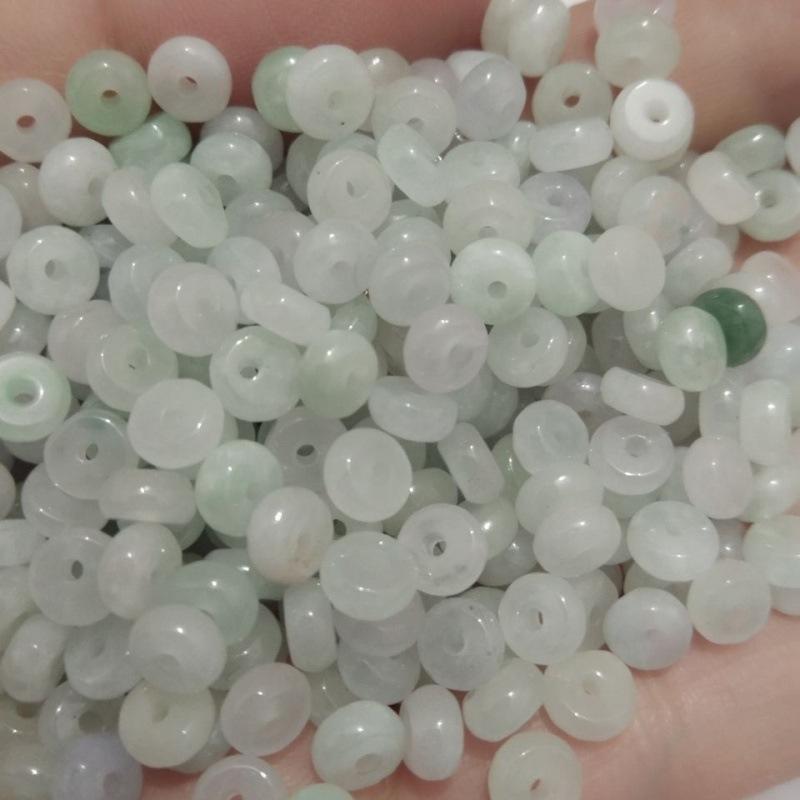 spacer beads 10 pieces ice-like jade abacus beads bashan green grade a white beads 6mm small safety buckle spacer scattered beads