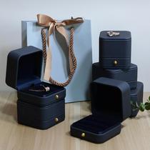 light luxury gray blue jewellery box pu leather wedding ring box bracelet necklace pendant gift box