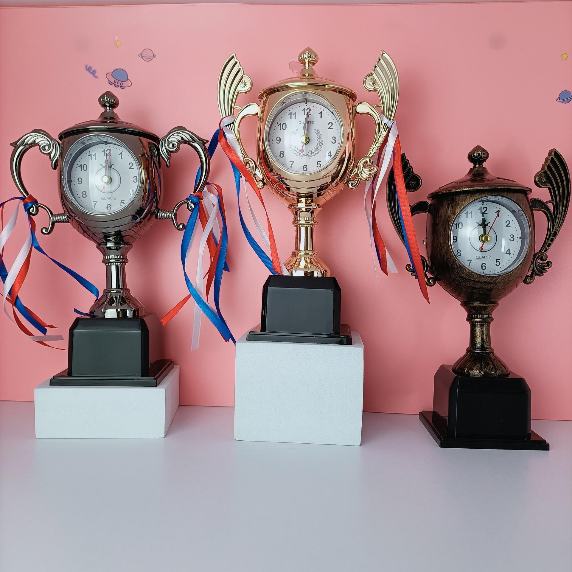 cool trophy alarm clock model alarm clock creative practical personality student children bedroom bedside clock wholesale