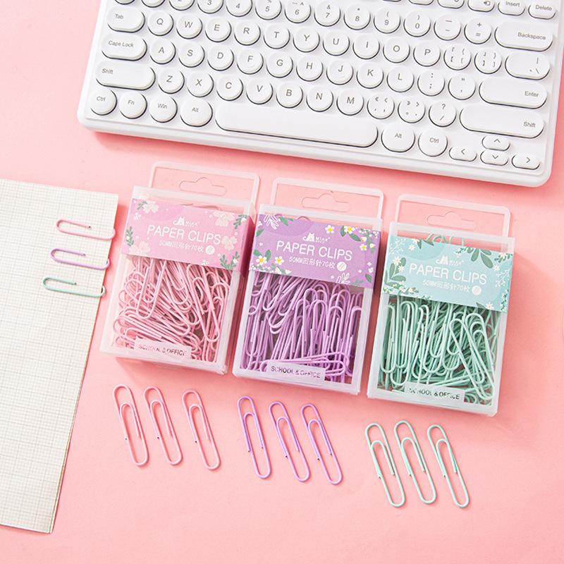 Macaron Color File Binding and Finishing Paper Clip Wholesale Boxed Large Small Size Clip Office General Paper Clip