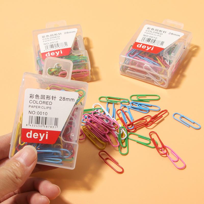 plastic coated colorful clip boxed office supplies stationery plastic paper clip document folder paper clip