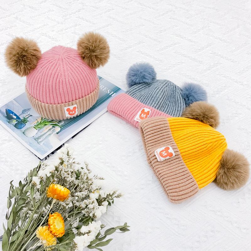 baby hat autumn and winter baby knit hat cute children hat korean style boys and girls trendy kids earflaps woolen hat