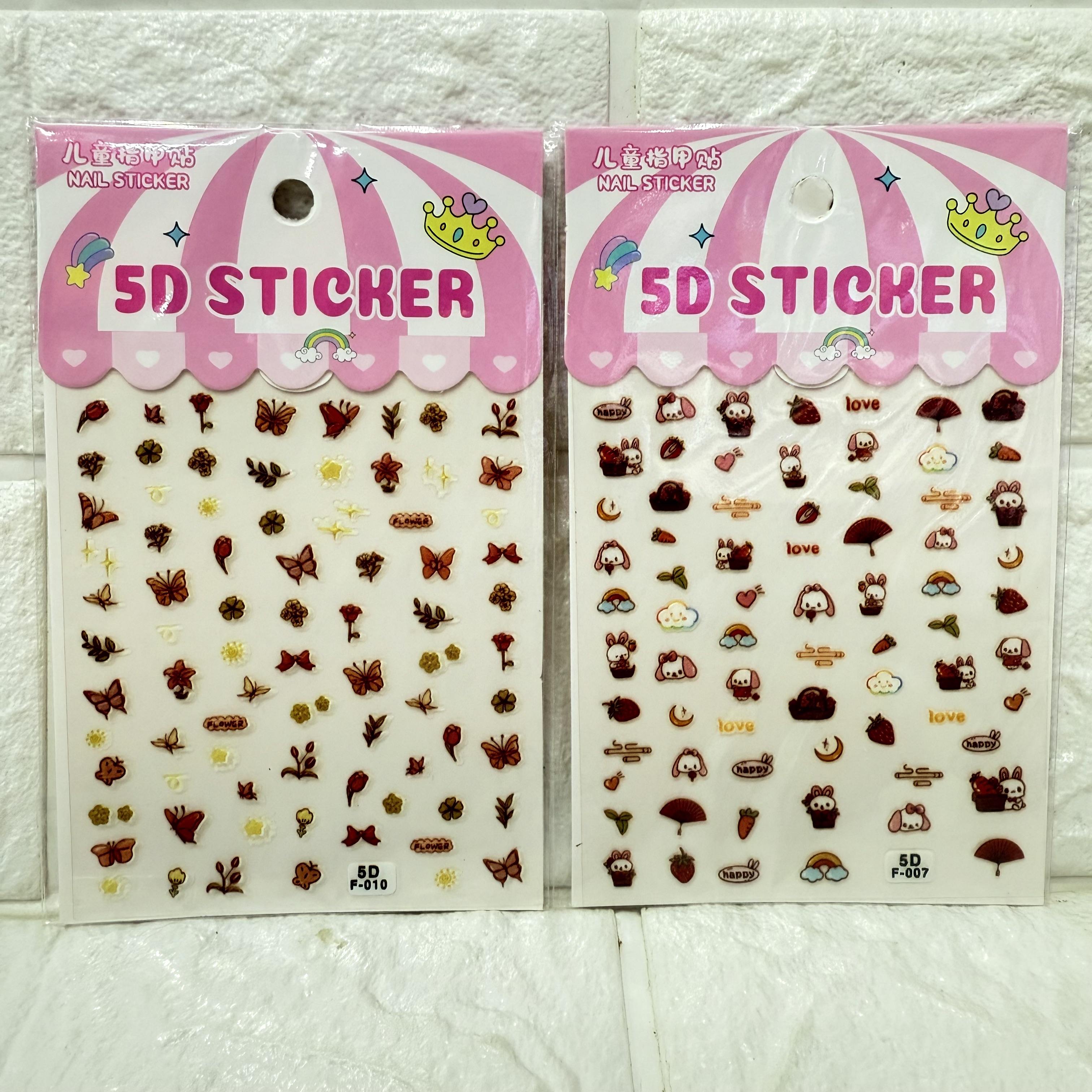 5D cartoon nail stickers, cartoon fruit cute embossed nail stickers, three-dimensional nail stickers