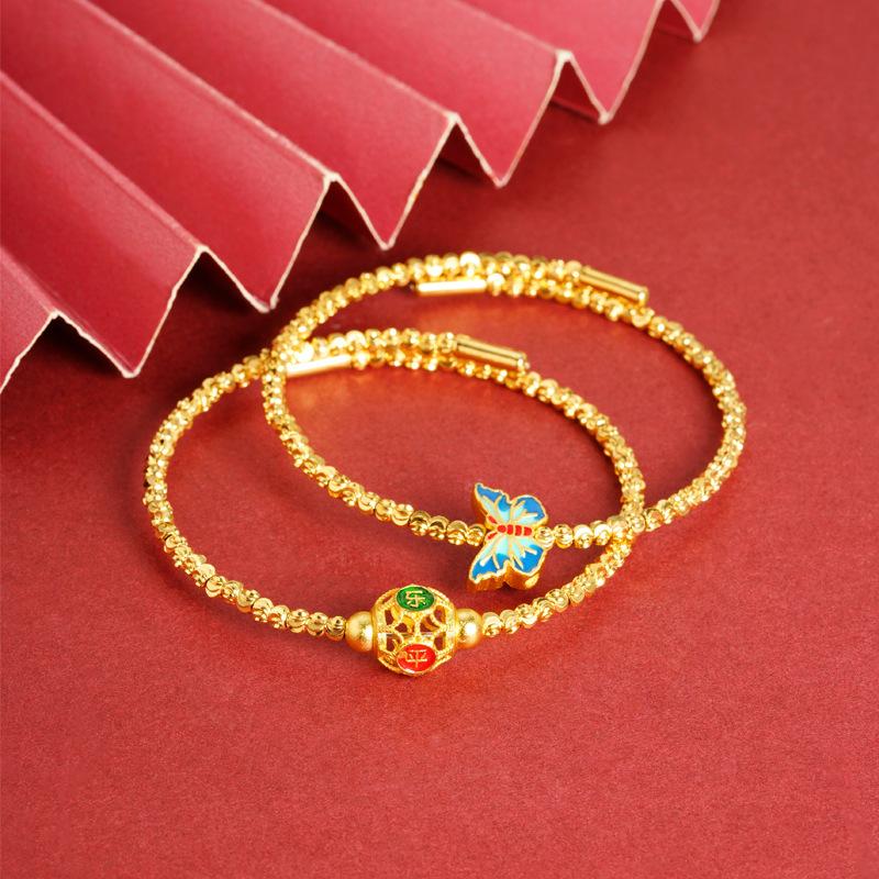 vietnam placer gold butterfly fu character beaded bracelet affordable luxury fashion vintage no color fading accessories jewellery accessories wholesale