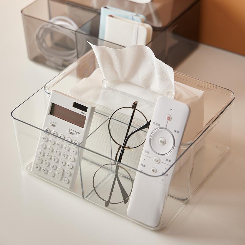 Napkin Box Tissue Dispenser Living Room Home Transparent Light Luxury Separated Wholesale High Quality Compartment Tissue Storage Box