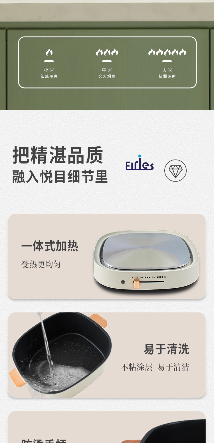 电火锅多功能不粘锅厨房电器分体家用大容量家电大功率鸳鸯电煮锅详情6