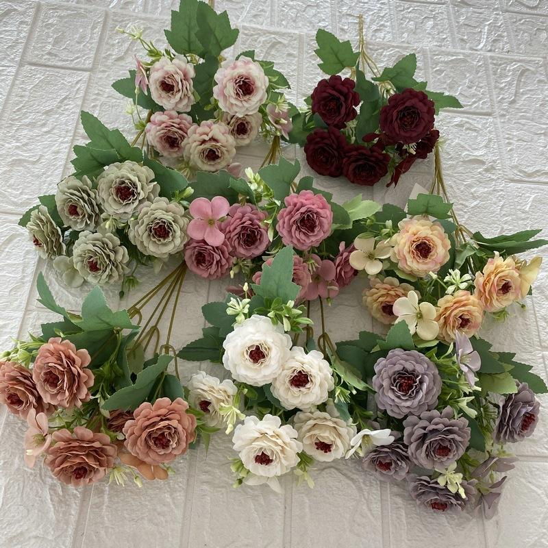 European-Style 5-Head Ruyi Rose Artificial Flower Home Living Room Coffee Table Decoration Artificial Flowers Bouquet Wedding Flower Roses