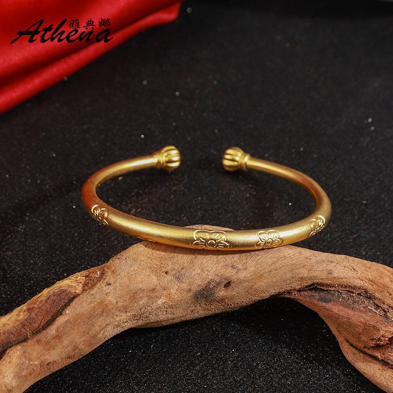 南瓜开口古法传承手镯 优雅高贵民族风 越南沙金手环幸运祝福饰品对珠手镯