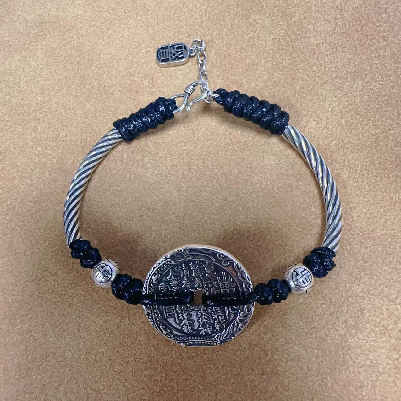 high fashion mountain ghost spend money safety buckle bracelet men and women retro personality national style ethnic style hand woven hand rope