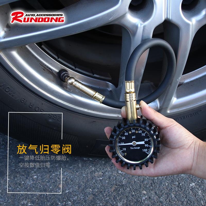 tire pressure gauge of automobile tire barometer tire pressure gauge copper valve leather tube car tire pressure gauge mechanical tire pressure gauge
