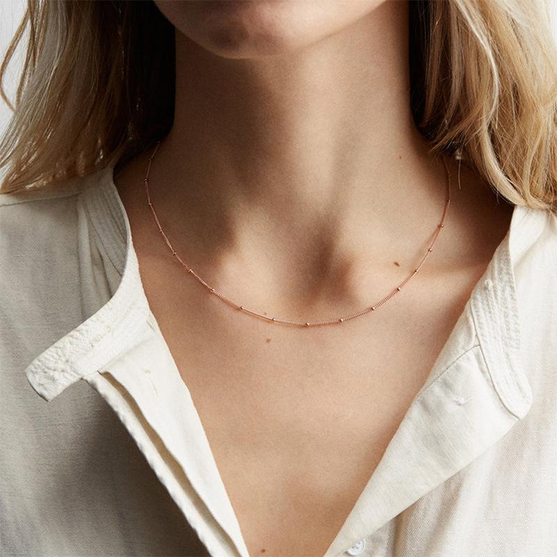 New Cross-Border Stainless Steel Nece Women's Gold-Pted Cvicle Chain Wholesale Simple All-Match Decoration Nece Accessories Jewellery Women