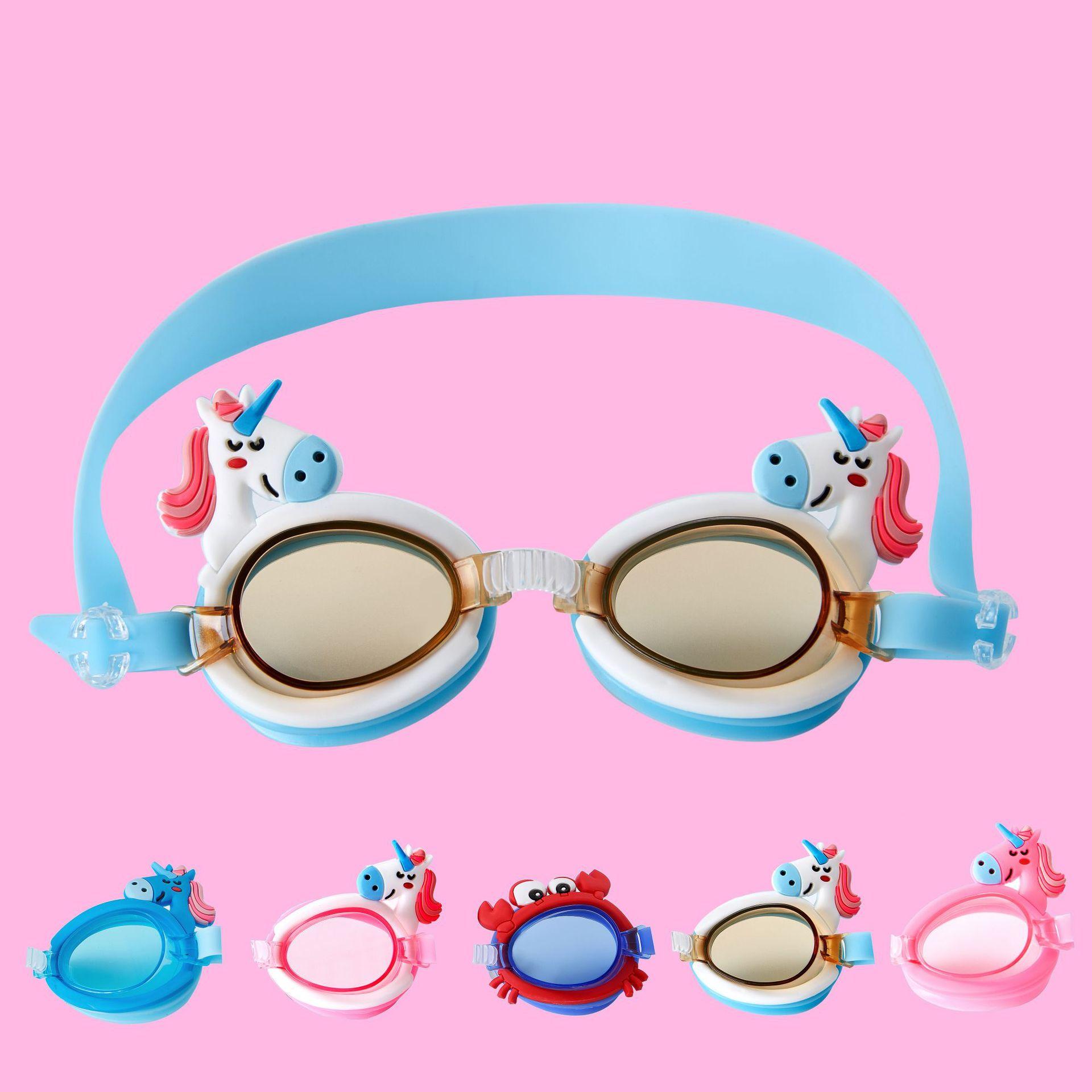 Unicorn Cute Swimming Anti-Fog Children's Swimming Goggles Swimming Glasses Spot Cartoon Glasses with Adjustable
