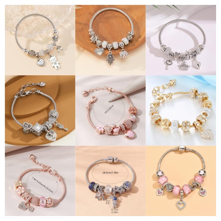 panjia bracelet europe and america cross border diy beaded bracelet multi-element stainless steel copper alloy rhinestone fashion jewellery