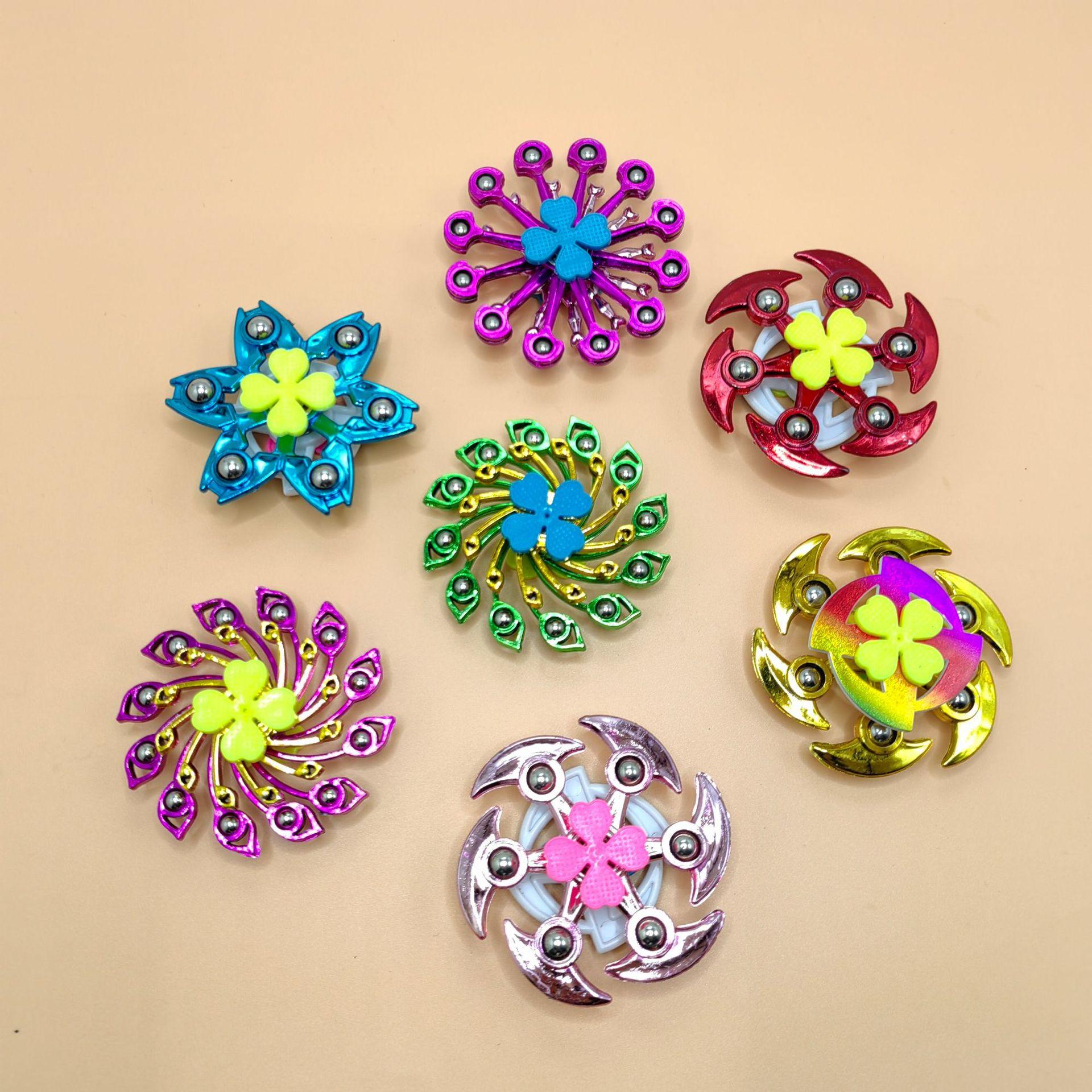 new fingertip gyro double-yer colorful electropted steel ball adult and children finger swing toy hand pinch puzzle wholesale
