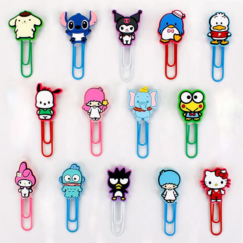 cute cartoon silicone paper clip paging bookmark metal paper clip student stationery color paper clip