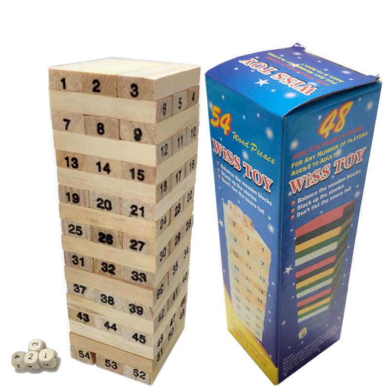 54-Pack Colorful Children's Bricks Pro Building Blocks Large Digital Layered Chouchoule Wooden Toys