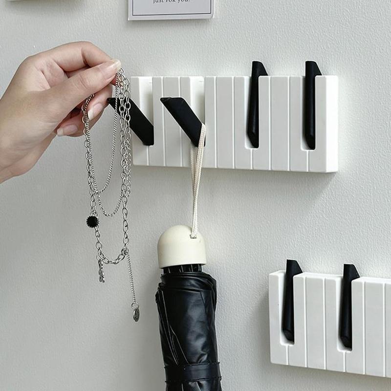 Creative Piano Hook Clothes Punch-Free Door Cloak Key Hook Home Piano Keys Hat Bag Entrance