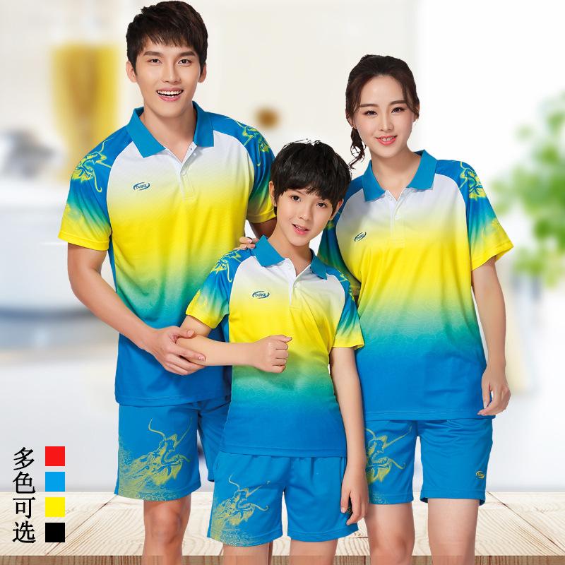 badminton suit men's and women's short-sleeved summer camp table tennis suit training camp sports suit badminton suit details Picture