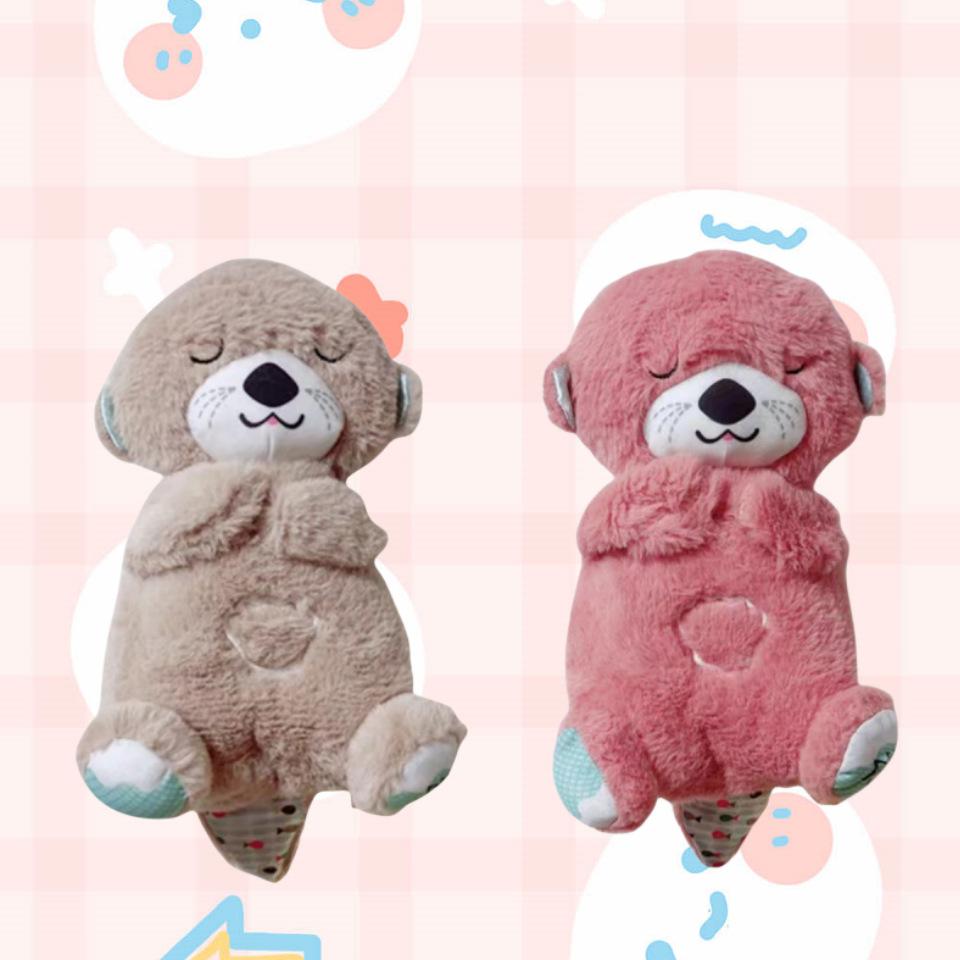 cross-border breathing bear animal small otter infant sleeping doll children's doll soothing bear plush toy