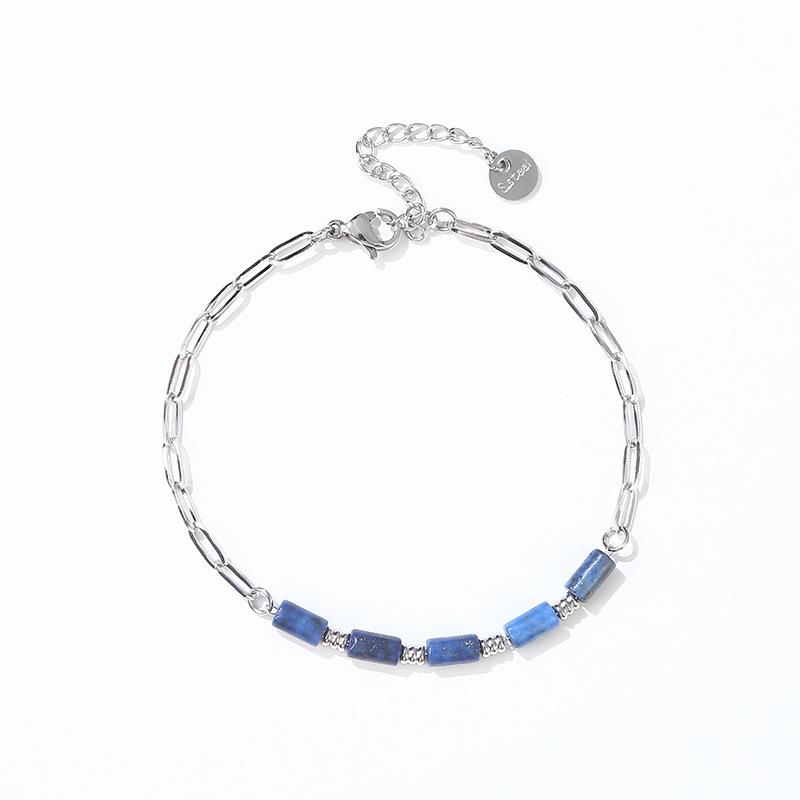 fashion stainless steel jewelry high quality waterproof 18k gold paper clip chain tiger eye lapis head beaded bracelet for women Application Scenario