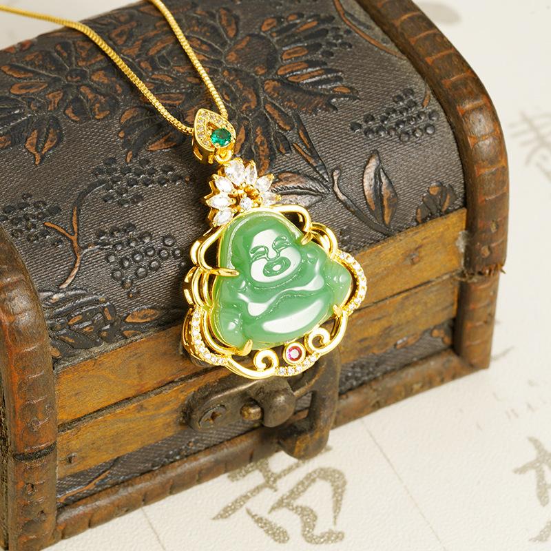 new alluvial gold micro-inlaid lotus buddha pendant light luxury minority design sense accessories jewellery yiwu accessories wholesale